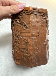 Two Chinese carved bamboo brushpots, 19/20th C.