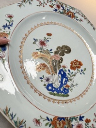 Two Chinese famille rose dishes with floral design, Yongzheng/Qianlong