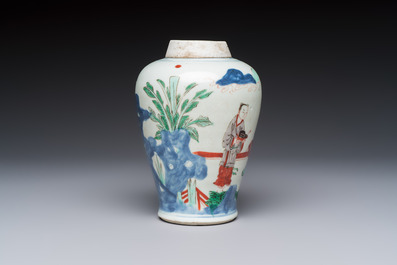 A Chinese wucai 'Jia Guan Jin Jue 加冠進爵' vase, Transitional period