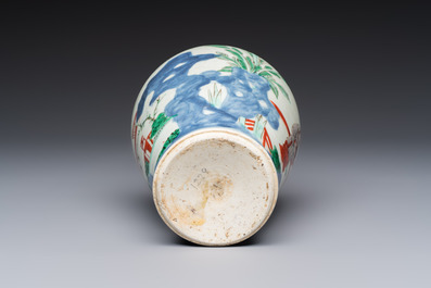 A Chinese wucai 'Jia Guan Jin Jue 加冠進爵' vase, Transitional period