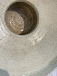 A Chinese bluish green-glazed spittoon, 'Zha Dou 渣斗', Five Dynasties