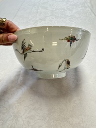A Chinese famille verte 'Cranes' bowl, Kangxi
