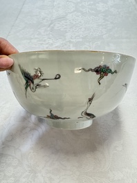 A Chinese famille verte 'Cranes' bowl, Kangxi