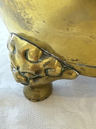 A large Chinese bronze 'Dragon' tripod censer, 19th C.