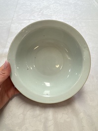 Three Chinese famille rose pink-ground bowls with floral design, Qianlong mark and of the period