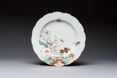Five Chinese blue and white, Imari-style and famille rose wares, 18th C.