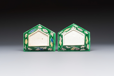 A Chinese verte biscuit eight-piece sweetmeat set with flying horses, 19th C.