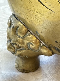 A large Chinese bronze 'Dragon' tripod censer, 19th C.
