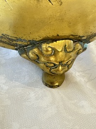 A large Chinese bronze 'Dragon' tripod censer, 19th C.