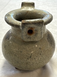 A Chinese junyao tripod censer with handles, Jin/Yuan
