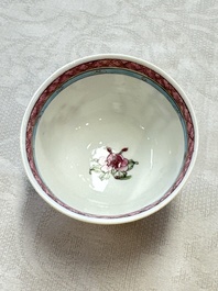 A fine Chinese famille rose 'Court Lady and a Boy' cup and saucer, Yongzheng