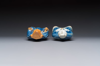 Five Chinese blue and white figures, Qianlong/Jiaqing