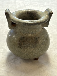 A Chinese junyao tripod censer with handles, Jin/Yuan
