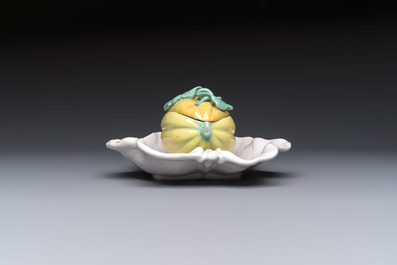 A fine polychrome Schrezheim faience 'Melon' tureen and cover, Germany, 18th C.