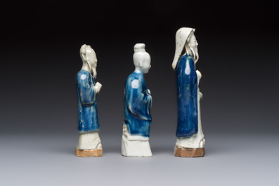 Five Chinese blue and white figures, Qianlong/Jiaqing