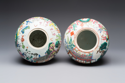 Two Chinese famille rose '100 Boys' jars, 19th C.