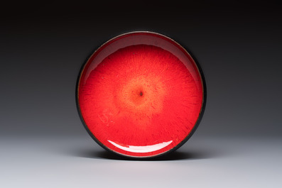 Rogier Vandeweghe (1923-2020) for Amphora and Perignem: a red-glazed bowl, a polychrome dish and a Perignem polychrome glazed dish, 20th C.