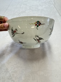 A Chinese famille verte 'Cranes' bowl, Kangxi