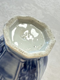 A Chinese blue and white tea caddy, a teapot and an Imari-style teapot, Kangxi/Yongzheng
