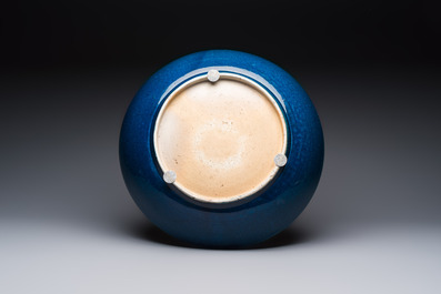 A massive Chinese blue-glazed deep dish, Transitional period/Kangxi
