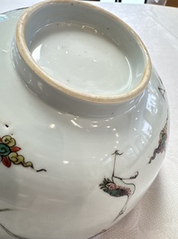 A Chinese famille verte 'Cranes' bowl, Kangxi