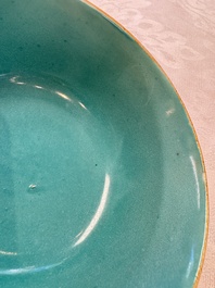 A pair of Chinese famille rose sgraffiato-ground 'Zhang Guolao' bowls, Daoguang mark and of the period