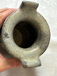 A Chinese junyao tripod censer with handles, Jin/Yuan