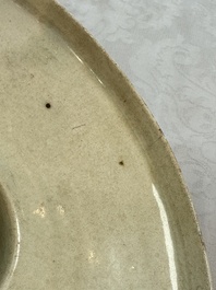 A Chinese bluish green-glazed spittoon, 'Zha Dou 渣斗', Five Dynasties