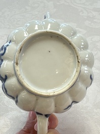 A Chinese blue and white tea caddy, a teapot and an Imari-style teapot, Kangxi/Yongzheng