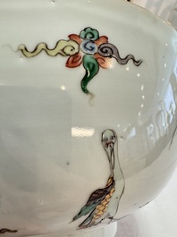 A Chinese famille verte 'Cranes' bowl, Kangxi