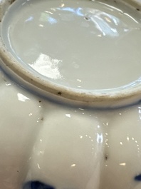 A Chinese blue and white tea caddy, a teapot and an Imari-style teapot, Kangxi/Yongzheng