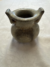 A Chinese junyao tripod censer with handles, Jin/Yuan