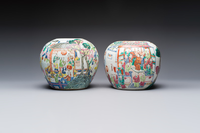 Two Chinese famille rose '100 Boys' jars, 19th C.