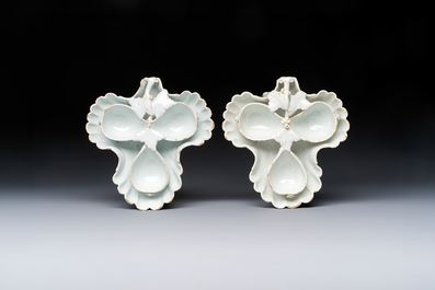 A pair of rare white-glazed spice boxes, France, 18th C.