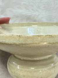 A Chinese bluish green-glazed spittoon, 'Zha Dou 渣斗', Five Dynasties