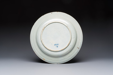 A pair of fine large blue and white Dutch Delft biblical subject dishes, dated 1781