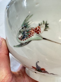 A Chinese famille verte 'Cranes' bowl, Kangxi