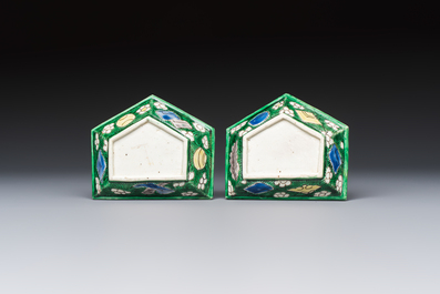 A Chinese verte biscuit eight-piece sweetmeat set with flying horses, 19th C.