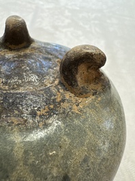 A Chinese junyao tripod censer with handles, Jin/Yuan