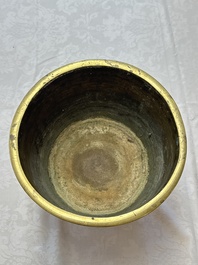 A large Chinese bronze 'Dragon' tripod censer, 19th C.