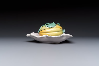 A fine polychrome Schrezheim faience 'Melon' tureen and cover, Germany, 18th C.