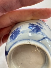 Six Chinese blue and white 'Scholar in a Garden' cups and saucers, Yongzheng