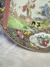 Three fine Chinese famille rose 'Xi Xiang Ji' plates, Yongzheng