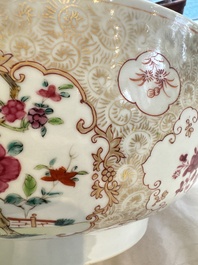 A Chinese famille rose punch bowl with figural design, Qianlong