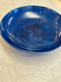 A massive Chinese blue-glazed deep dish, Transitional period/Kangxi