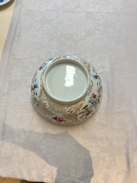 A Chinese famille rose punch bowl with figural design, Qianlong