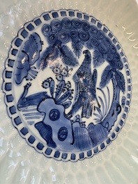 A Chinese blue and white 'Bird of Prey' plate, Wanli