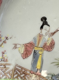 Three fine Chinese famille rose 'Xi Xiang Ji' plates, Yongzheng