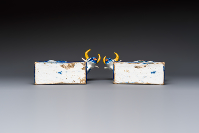 A pair of polychrome Dutch Delft cows, 18th C.