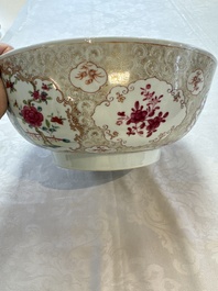 A Chinese famille rose punch bowl with figural design, Qianlong